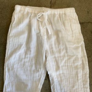 Xirena white cotton gauze drawstring pant. S